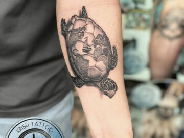 turtle tattoo with world map